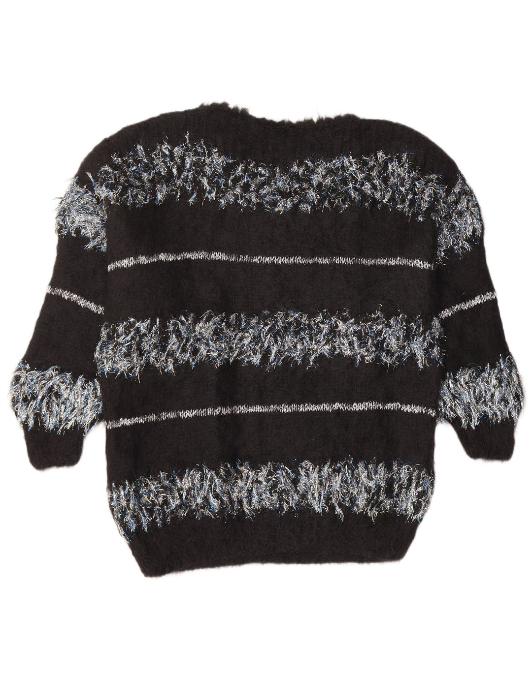 VINTAGE Damen Pullover mit U-Boot-Ausschnitt UK 18 XL Schwarz gestreift