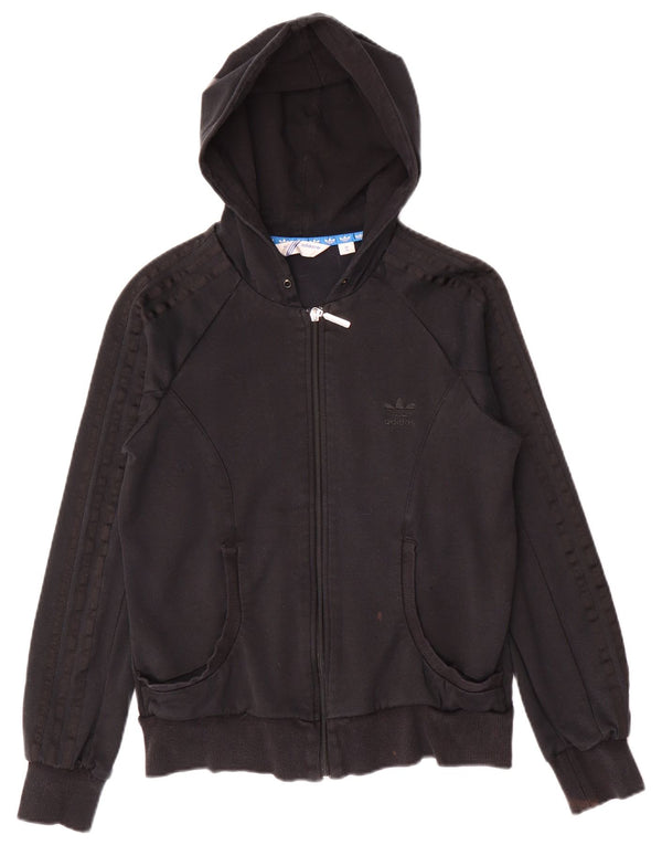 Adidas Womens Graphic Zip Hoodie Sweater IT 42 Medium Black Cotton
