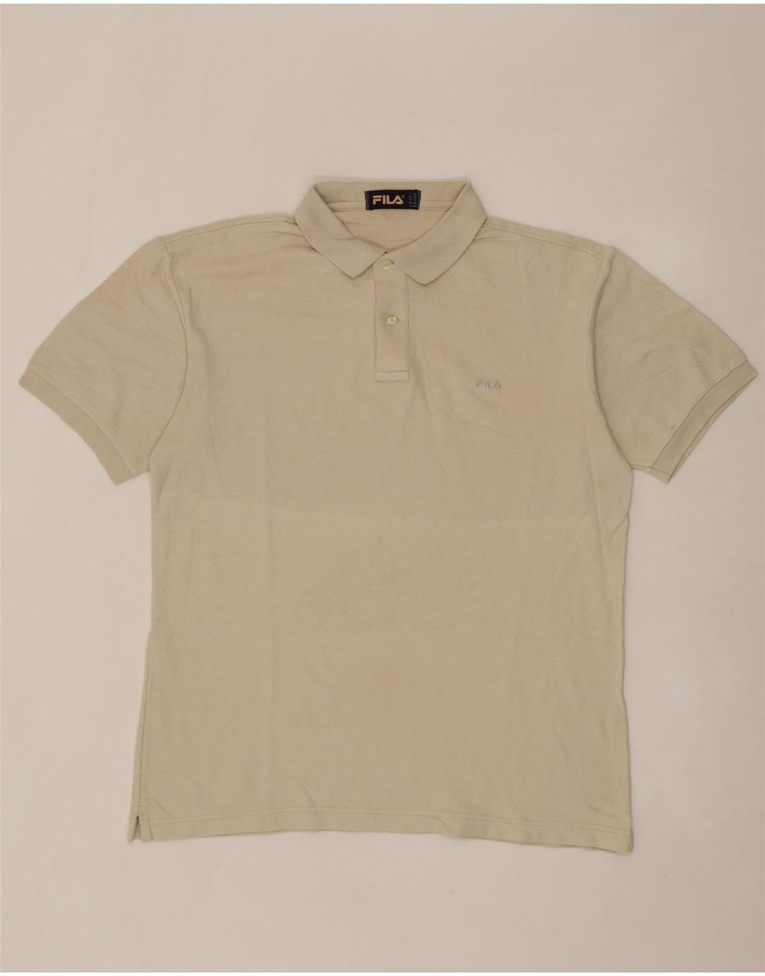 FILA Mens Polo Shirt IT 52 Large Beige Cotton Vintage Fila and Second-Hand Fila from Messina Hembry 