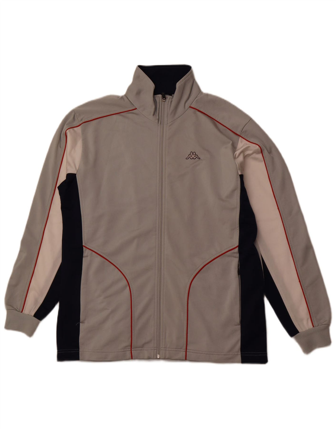 KAPPA Herren-Trainingsanzug-Top-Jacke, großes graues Farbblock-Polyester
