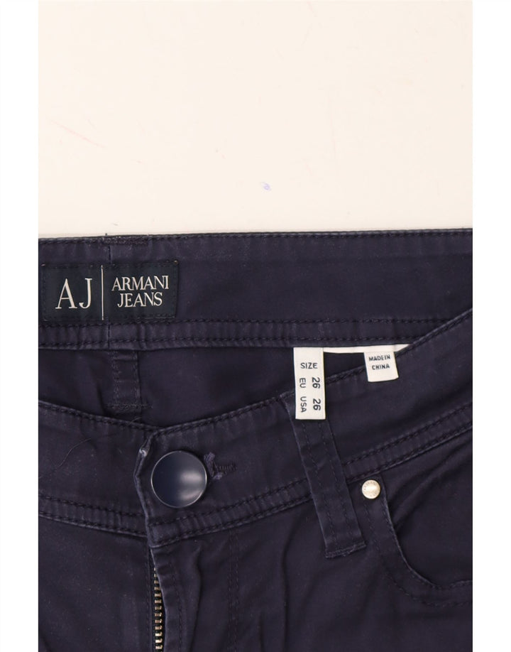 ARMANI Womens Slim Casual Trousers W26 L31 Navy Blue Vintage Armani and Second-Hand Armani from Messina Hembry 