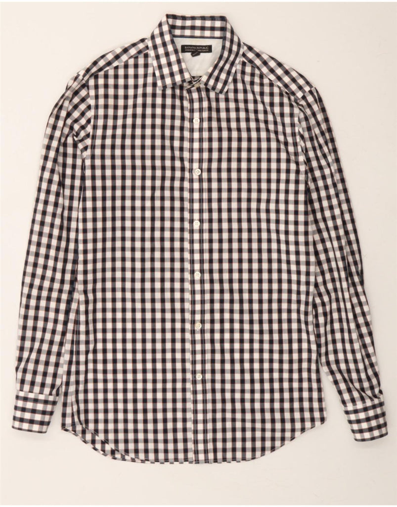 BANANA REPUBLIC Mens Shirt Size 14 1/2 Small Black Check Cotton Vintage Banana Republic and Second-Hand Banana Republic from Messina Hembry 