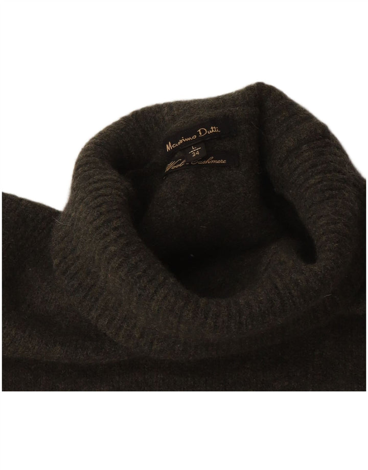 Massimo Dutti Damen-Pullover mit Rollkragen, Gr. 14, große grüne Wolle
