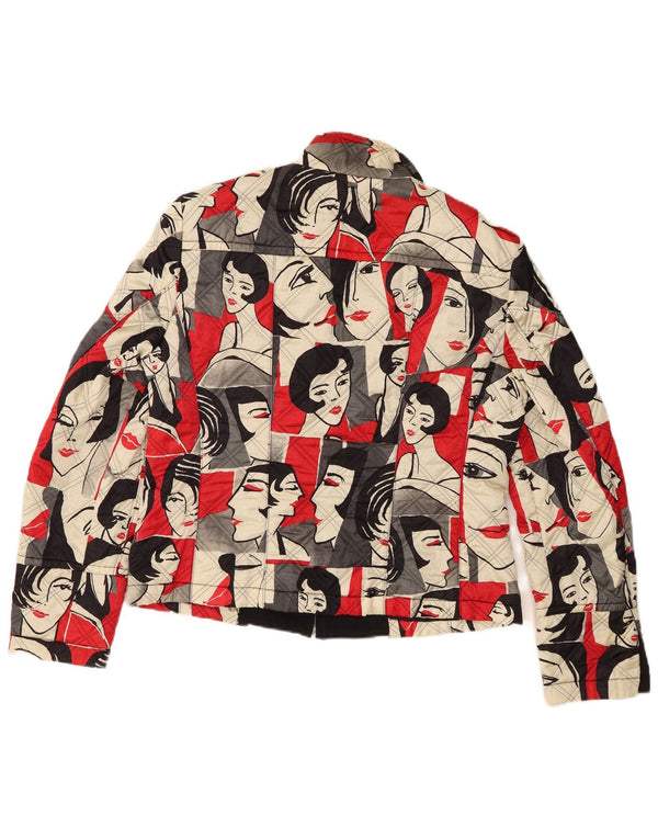 Apriori Womens Graphic Bomber Jacket UK 14 Large Mehrfarbiges Acetat