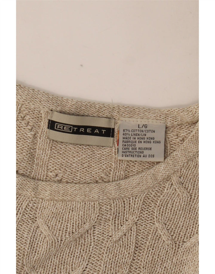 RETREAT Herren-Pullover mit Rundhalsausschnitt, groß, beige Baumwolle
