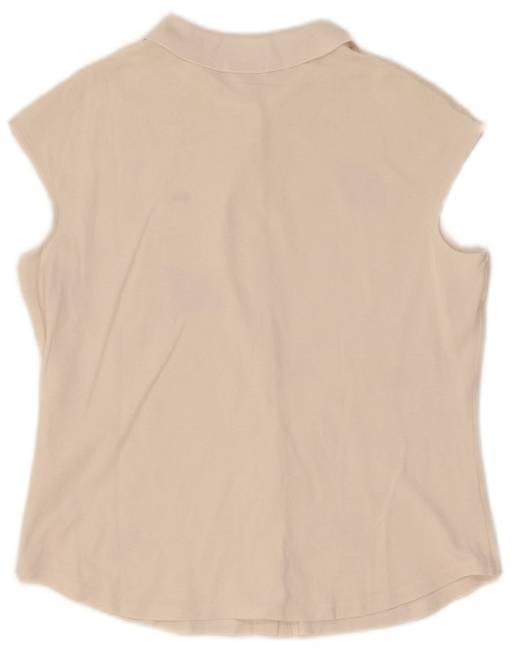 Lacoste Damen Kurzarm-Hemdbluse, Größe 44, groß, Weiß