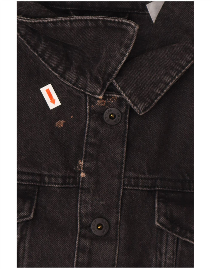 JACK WILLS Damen Übergroße Crop Denim Jacke UK 10 Small Graue Baumwolle