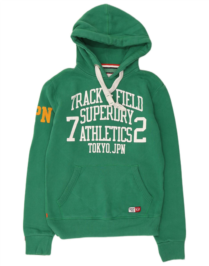 Superdry Herren-Kapuzenpullover mit Grafik, Größe S, grüne Baumwolle