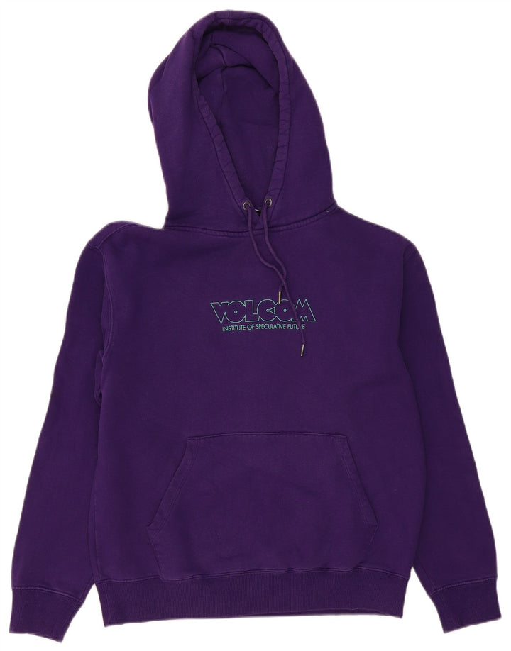 VOLCOM Womens Graphic Oversized Hoodie Pullover UK 10 Small Lila