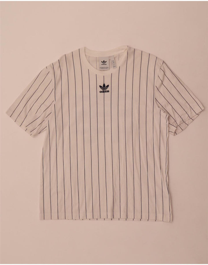 Adidas Herren-T-Shirt mit Grafik, mittelweiß, gestreift, Baumwolle