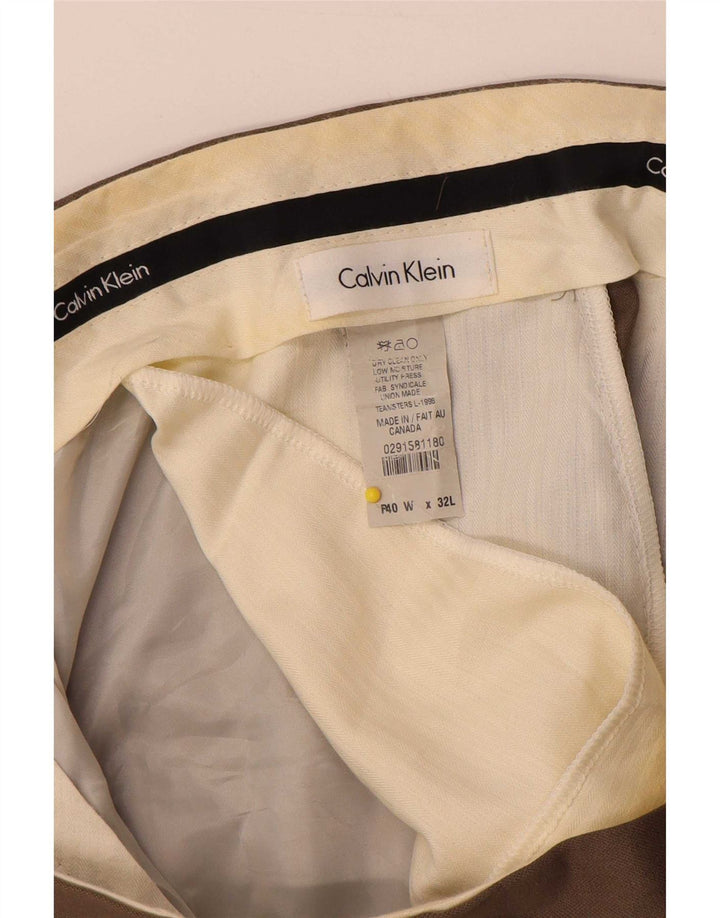 Calvin Klein Herren gerade Anzughose W40 L32 Beige Wolle