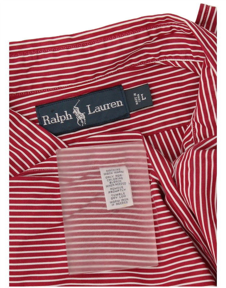 Ralph Lauren Herren-Hemd, groß, rot gestreift, Baumwolle