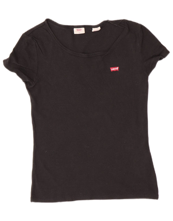 Levi's Damen T-Shirt Top UK 6 XS Schwarz Baumwolle