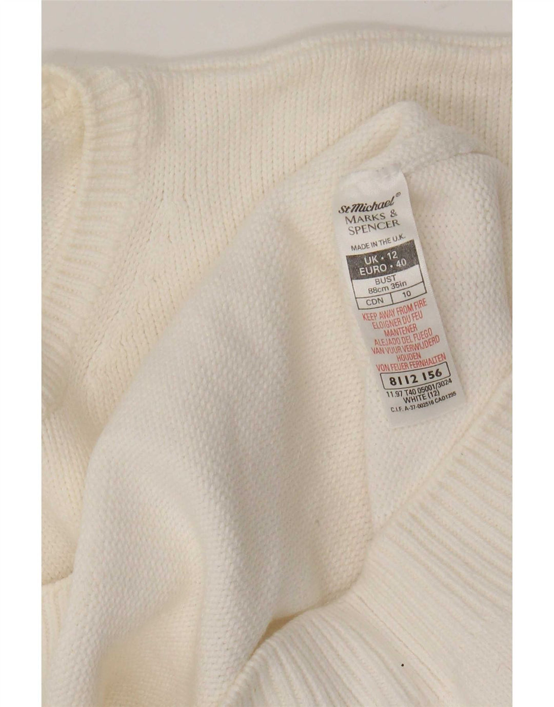 Marks & Spencer Damen Pullover mit Rundhalsausschnitt, UK 12, Mittelweiß