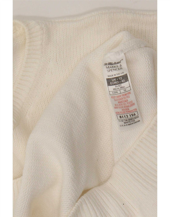 Marks & Spencer Damen Pullover mit Rundhalsausschnitt, UK 12, Mittelweiß