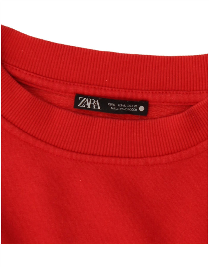 Zara Damen Sweatshirt Pullover UK 16 Large Rot