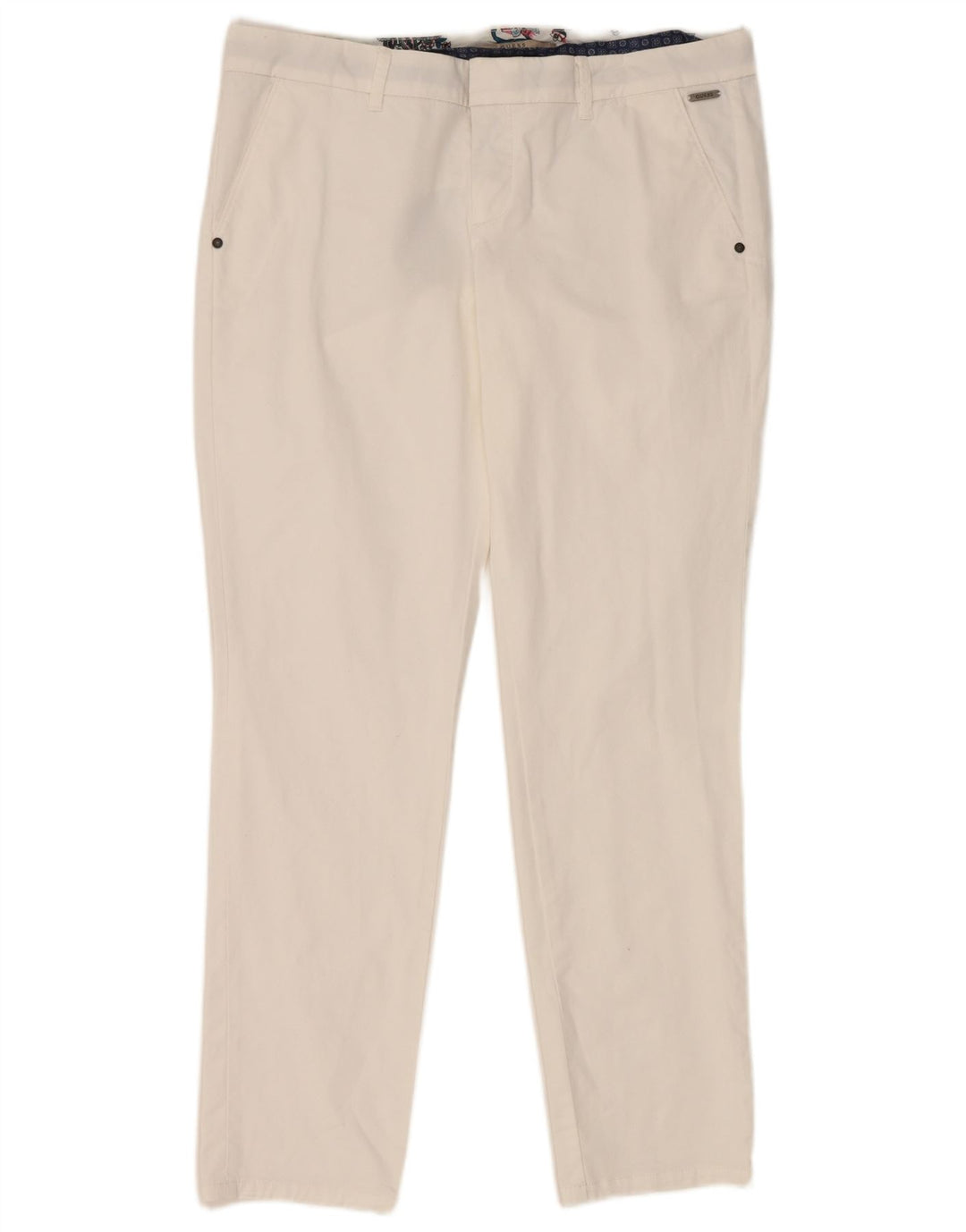 Guess Damen Berta Slim Fit Chinohose W34 L29 Weiß