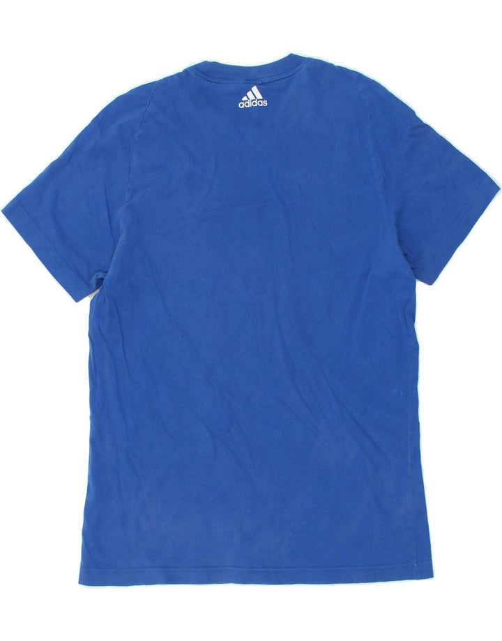 ADIDAS Mens Graphic T-Shirt Top Small Blue Cotton Vintage Adidas and Second-Hand Adidas from Messina Hembry 
