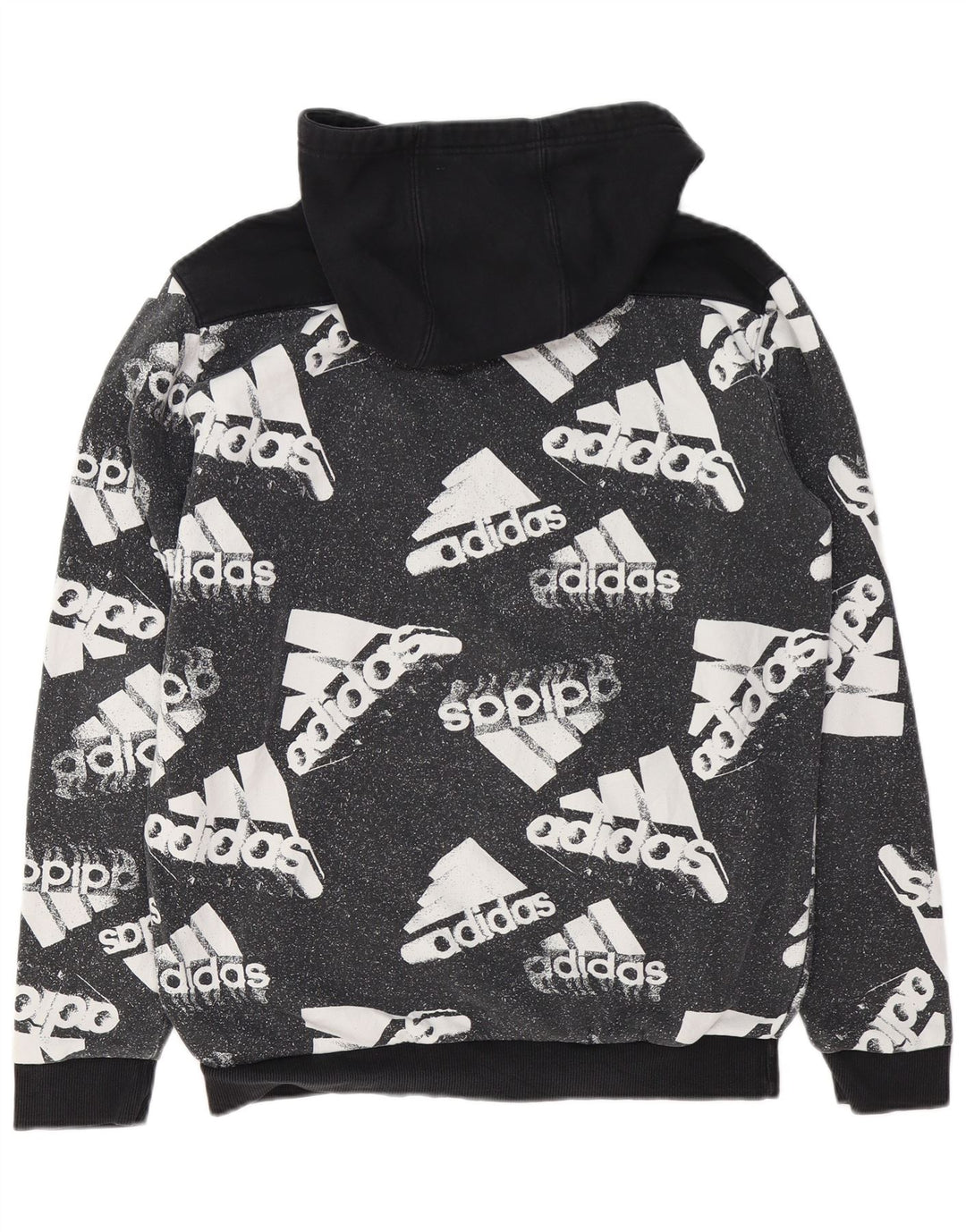 ADIDAS Herren-Kapuzenpullover mit Grafik, groß, schwarze Farbblock-Baumwolle