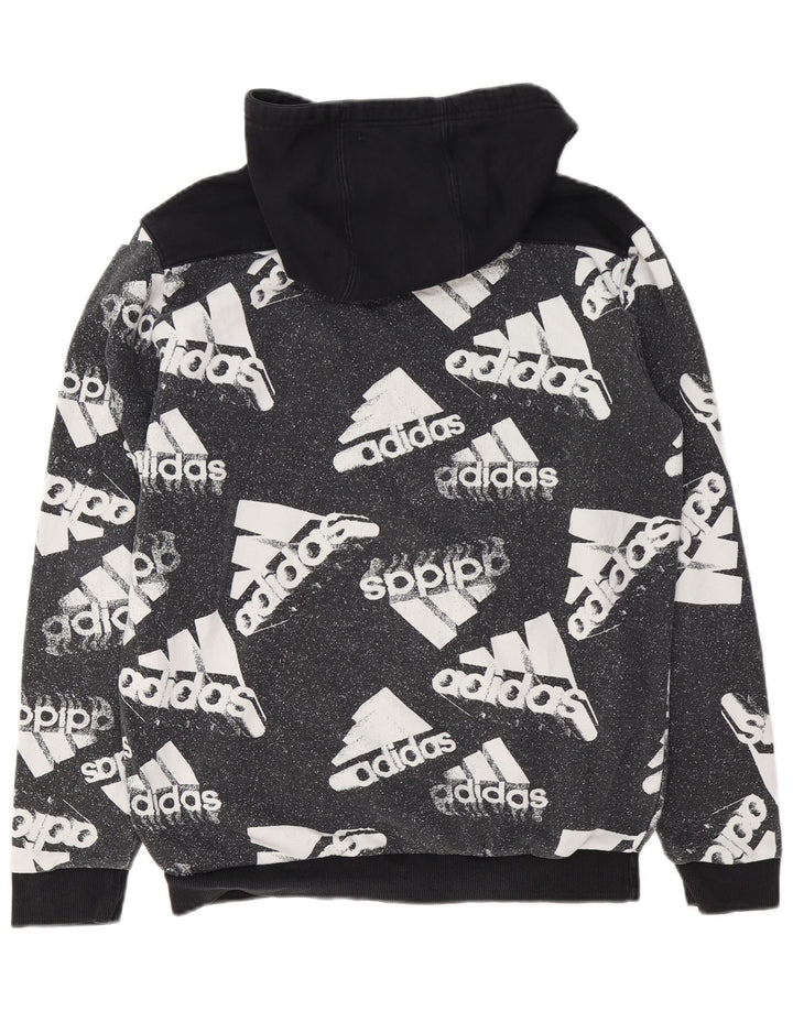 ADIDAS Herren-Kapuzenpullover mit Grafik, groß, schwarze Farbblock-Baumwolle