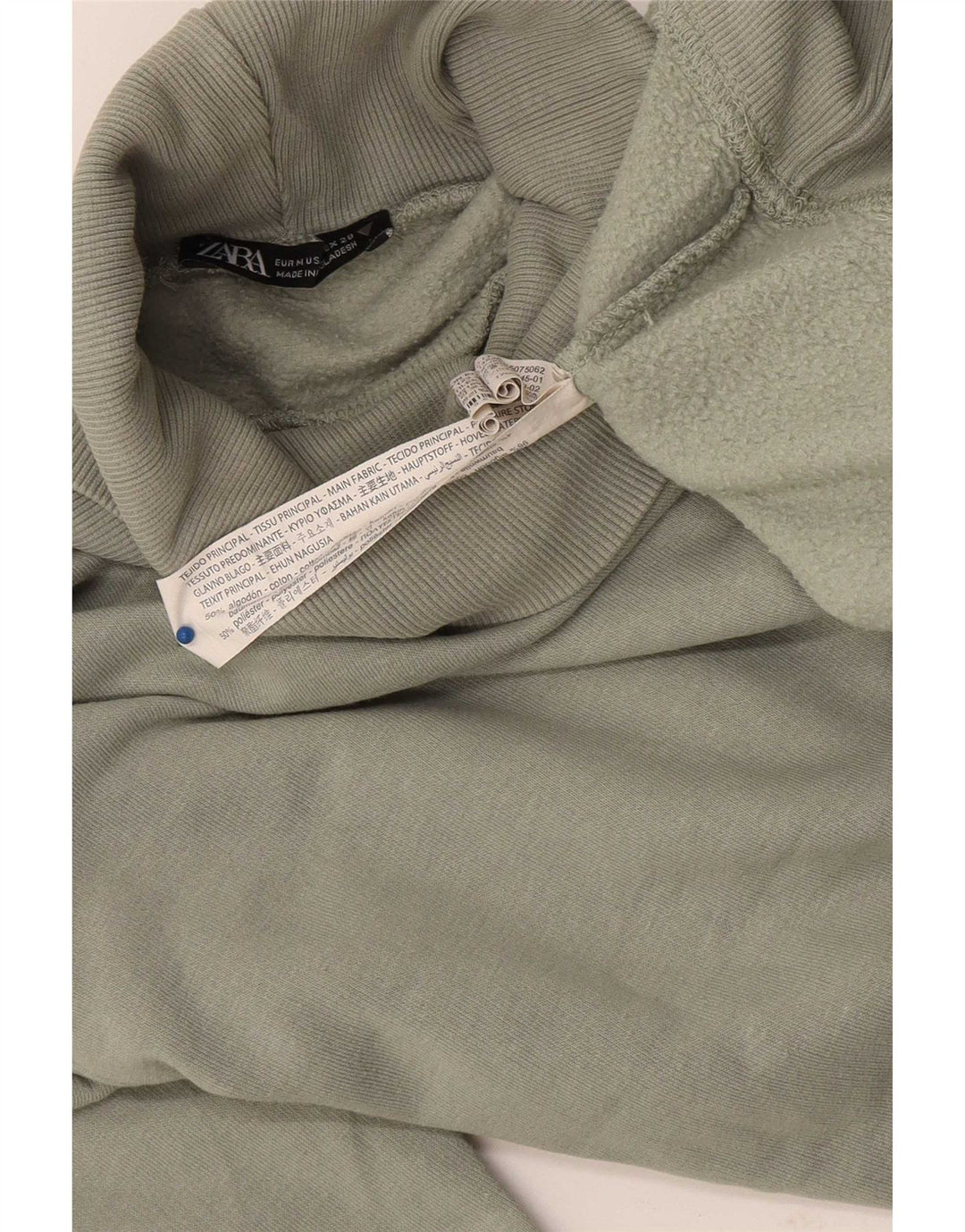 Zara Damen Crop Sweatshirt Pullover UK 14 Mittelgrüne Baumwolle
