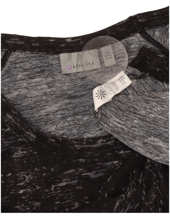 ATHLETA Womens Top Long Sleeve UK 6 XS Black Flecked Polyester