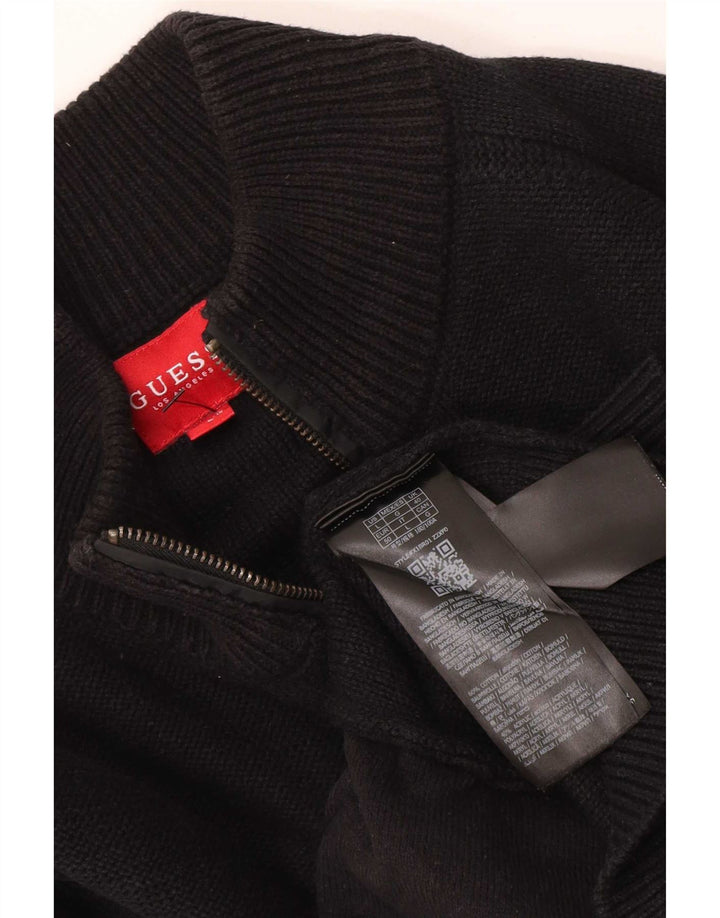 Guess Herren-Cardigan mit durchgehendem Reißverschluss, UK 40, mittelschwarz, Baumwolle