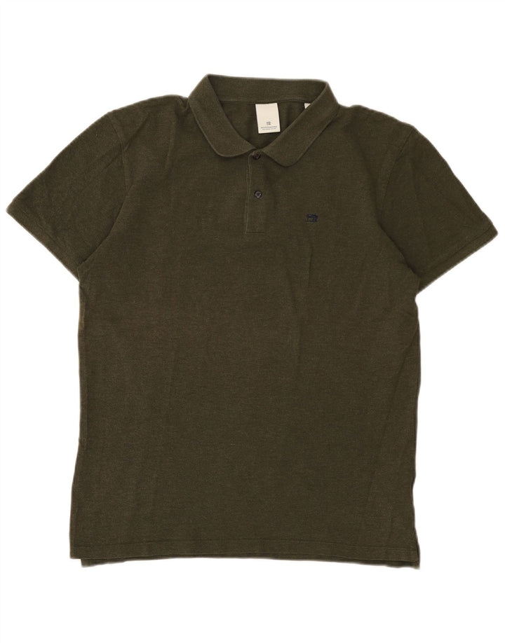 Scotch & Soda Herren-Poloshirt aus mittlerer Khaki-Baumwolle