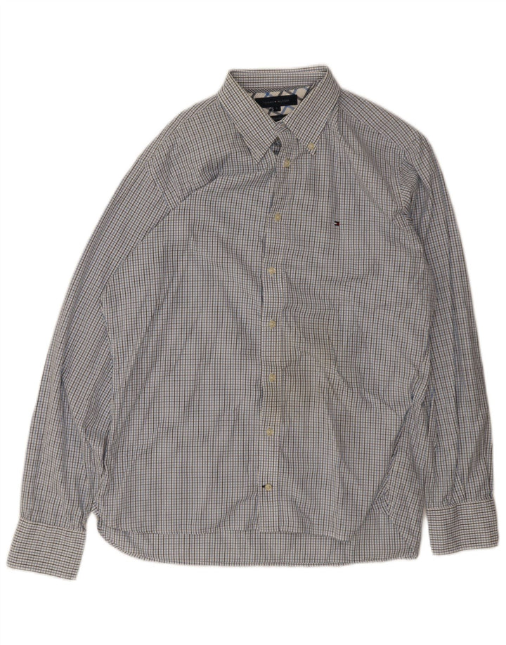 Tommy Hilfiger Herrenhemd, groß, blau kariert, Baumwolle