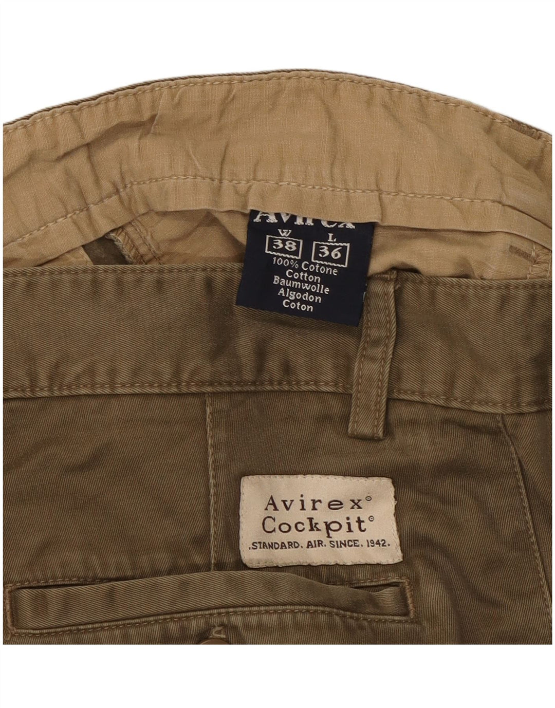 AVIREX Gerade Freizeithose für Herren, W38, L30, Khaki, Baumwolle
