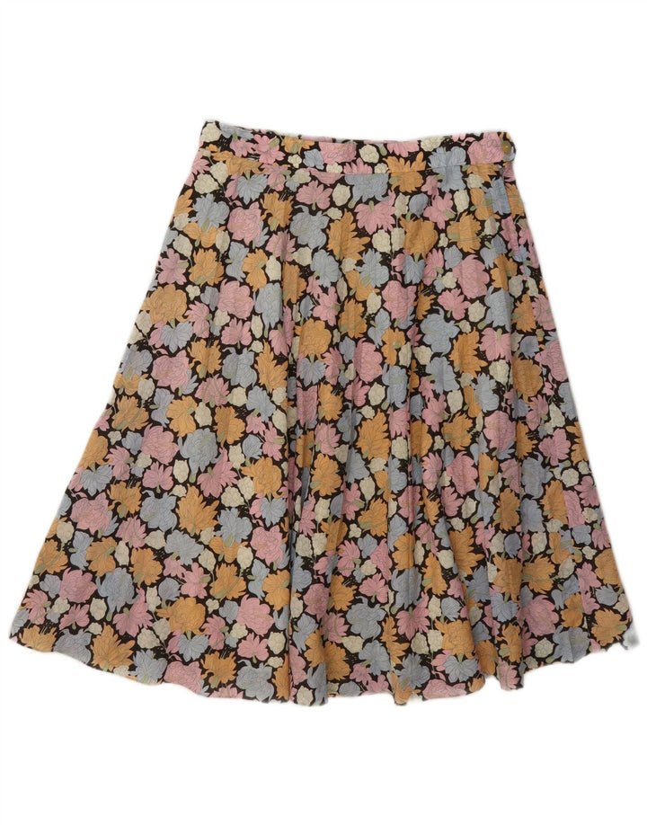 Vintage Damen A-Linie Rock W28 Kleines mehrfarbiges Blumenmuster