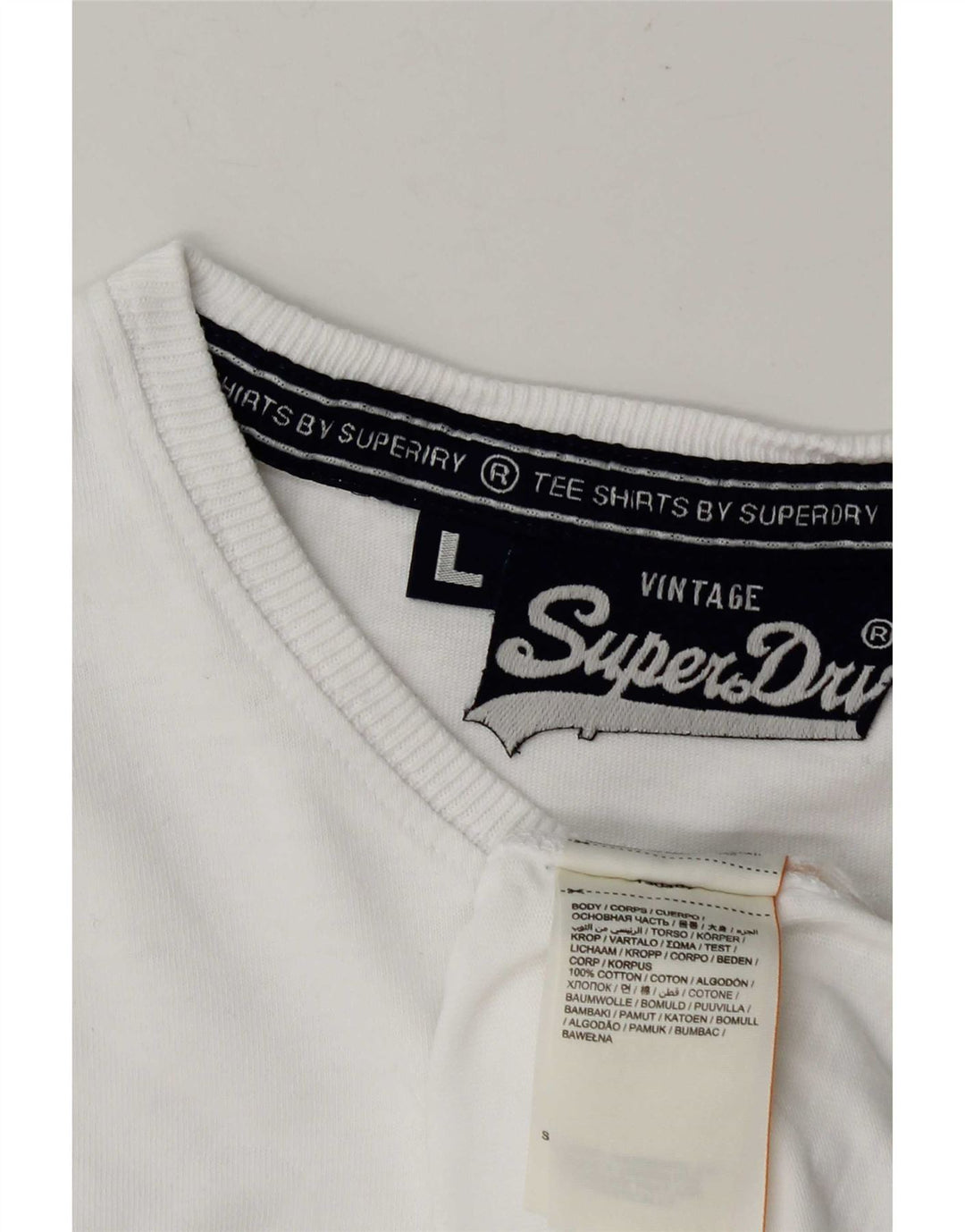 Superdry Herren-T-Shirt-Oberteil, große weiße Baumwolle