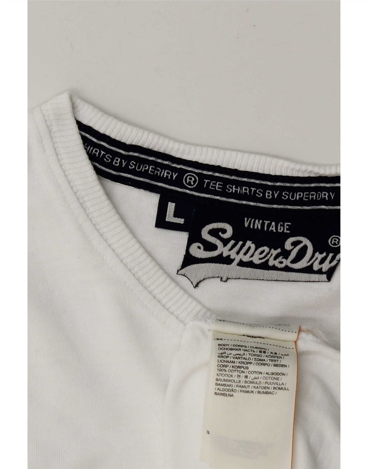 Superdry Herren-T-Shirt-Oberteil, große weiße Baumwolle