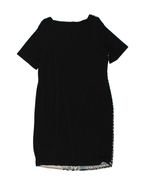 PER UNA Damen Etuikleid UK 20 2XL Schwarzes Kamelhaar mit Animal-Print