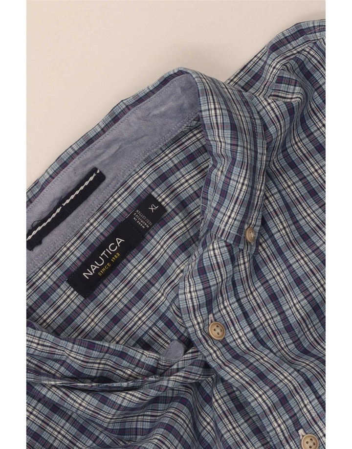 Nautica Herrenhemd XL, blau kariert, Baumwolle