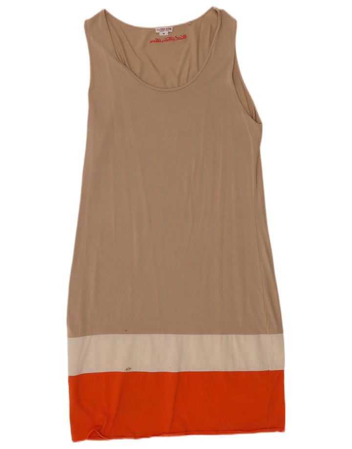 U.S. Polo Assn. Basic-Kleid für Damen, UK 12, Mittelbeige, Farbblock