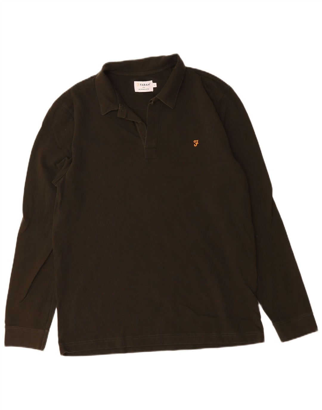 Farah Herren-Langarm-Poloshirt, große Khaki-Baumwolle