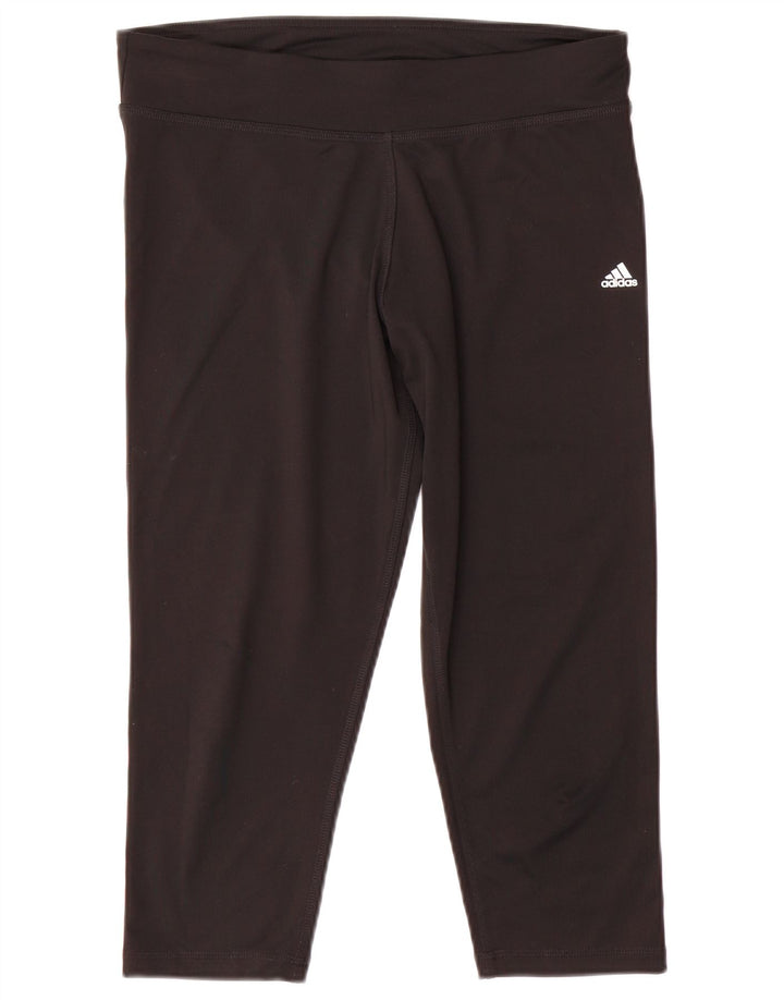 Adidas Damen Climalite Capri Leggings UK 16/18 Large Schwarz Polyester