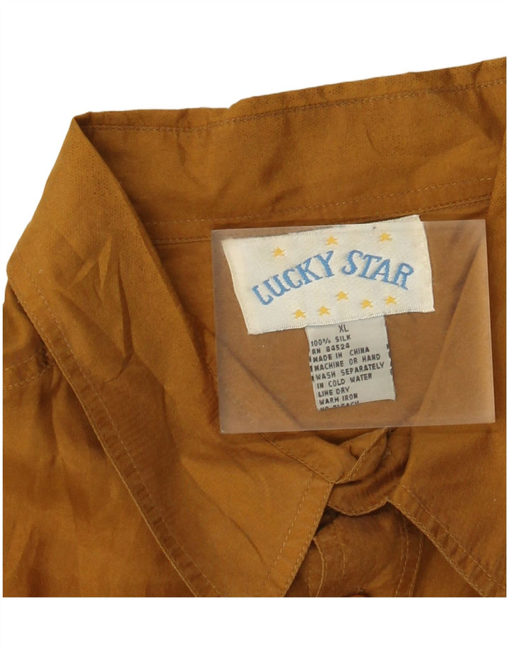 Lucky Star Herren-Kurzarmhemd XL aus brauner Seide