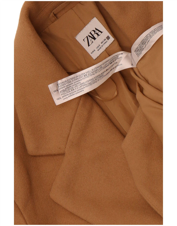 Zara Damen Mantel UK 10 Small Beige Polyester