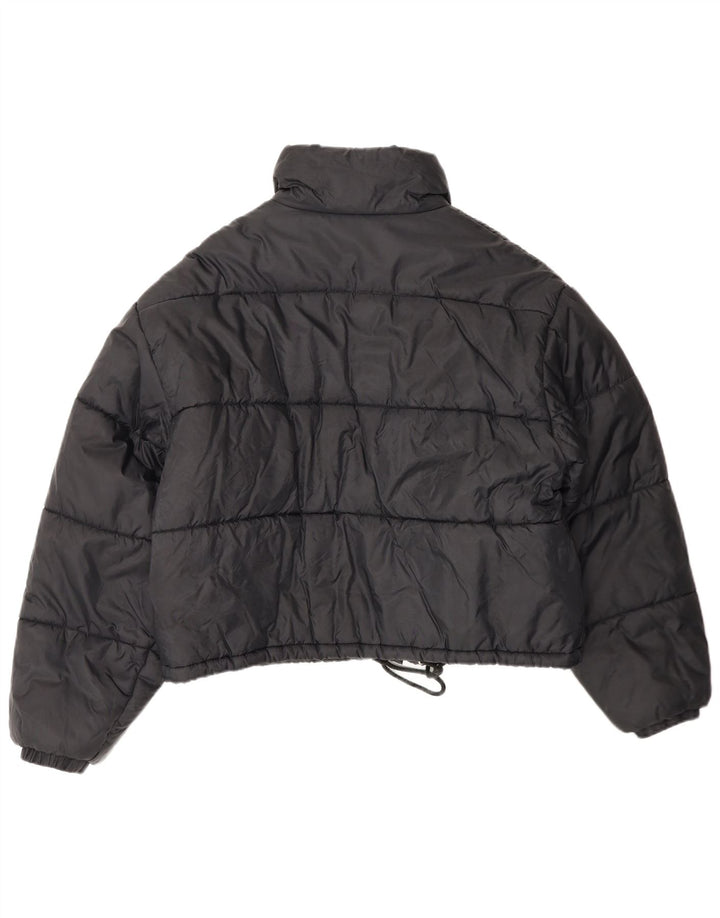Sisley Damen Crop Oversized Wattierte Jacke UK 14 Medium Schwarz Polyamid