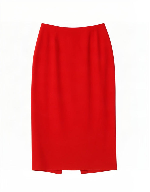 Michel Ambers Damen-Bleistiftrock mit hoher Taille, UK 16, Größe L W32, rotes Polyester