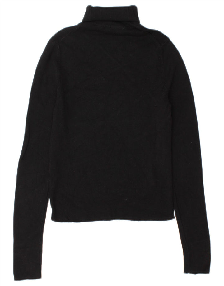 Zara Damen Crop Rollkragenpullover Pullover UK 12 Mittelschwarze Viskose