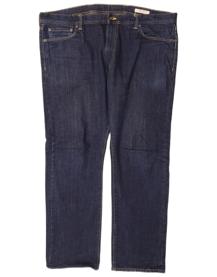 Marks & Spencer Herren Straight Jeans W42 L31 Marineblaue Baumwolle