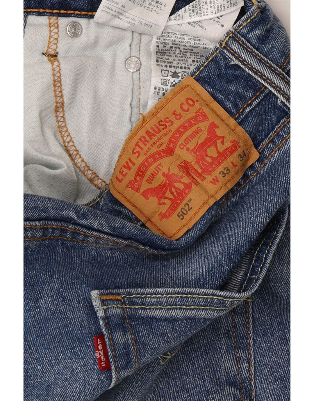 Levi's Herren 502 Tapered Jeans W33 L28 Blaue Baumwolle