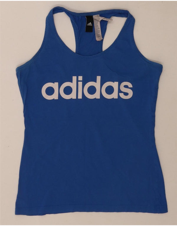 Adidas Damen Graphic Vest Top UK 8/10 Small Blaue Baumwolle