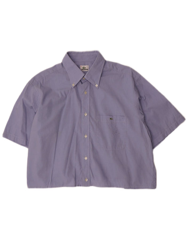 LACOSTE Damen Crop Übergroßes Kurzarmhemd Größe 43 Large Blau