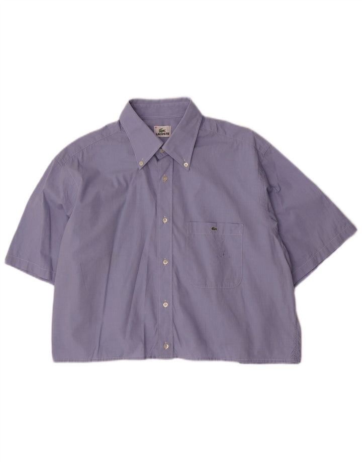 LACOSTE Damen Crop Übergroßes Kurzarmhemd Größe 43 Large Blau