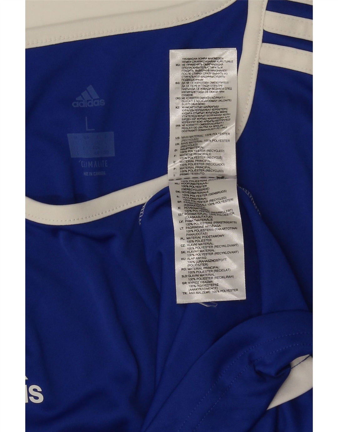 Adidas Herren Climalite T-Shirt Top Large Blau Colourblock Polyester
