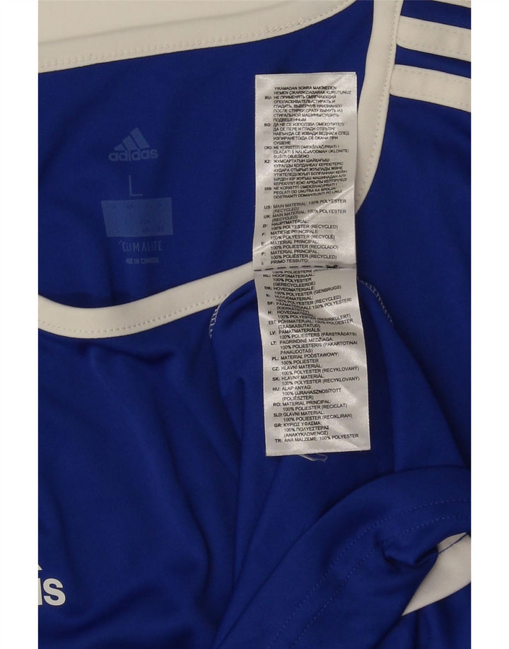 Adidas Herren Climalite T-Shirt Top Large Blau Colourblock Polyester